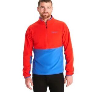 Marmot Men’s Rocklin 1/2-Zip Fleece Jacket Pullover size XXL Blue Red